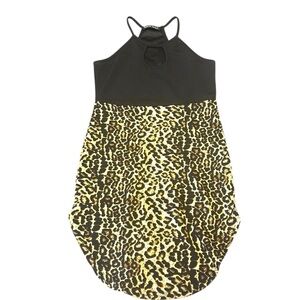 Shein Women Dress Black Halter‎ Top Leopard Print Sleeveless Casual